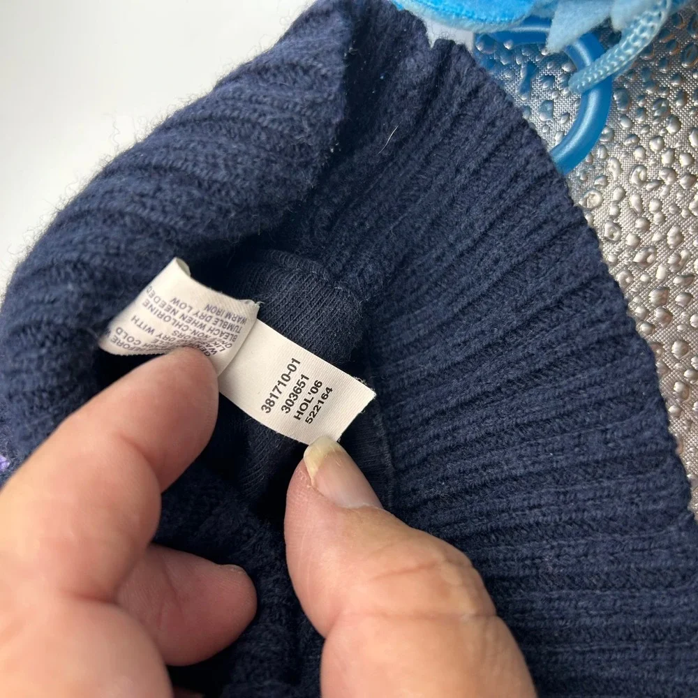 Gap Kids Navy Fair Isle Full Zip Hooded Cardigan Sweater Tassel Hood 4 Years